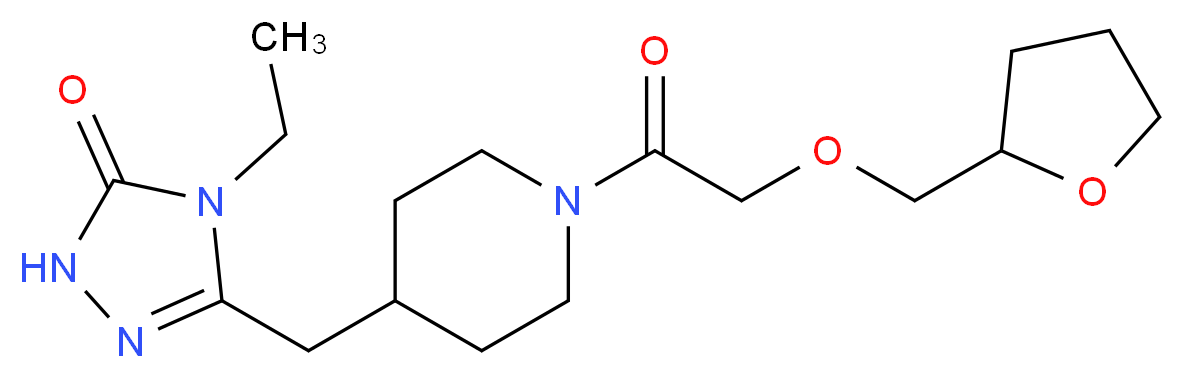 4-ethyl-5-({1-[(tetrahydrofuran-2-ylmethoxy)acetyl]piperidin-4-yl}methyl)-2,4-dihydro-3H-1,2,4-triazol-3-one_Molecular_structure_CAS_)
