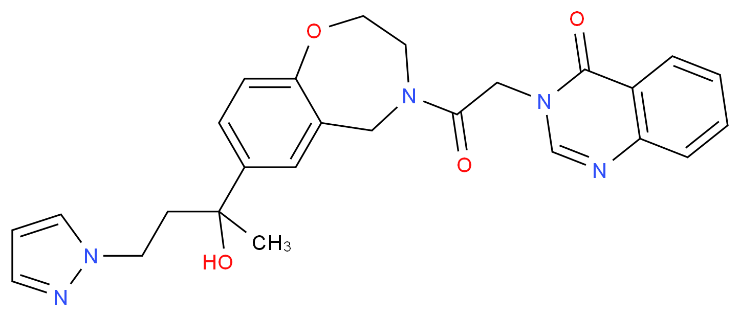 3-{2-[7-[1-hydroxy-1-methyl-3-(1H-pyrazol-1-yl)propyl]-2,3-dihydro-1,4-benzoxazepin-4(5H)-yl]-2-oxoethyl}-4(3H)-quinazolinone_Molecular_structure_CAS_)