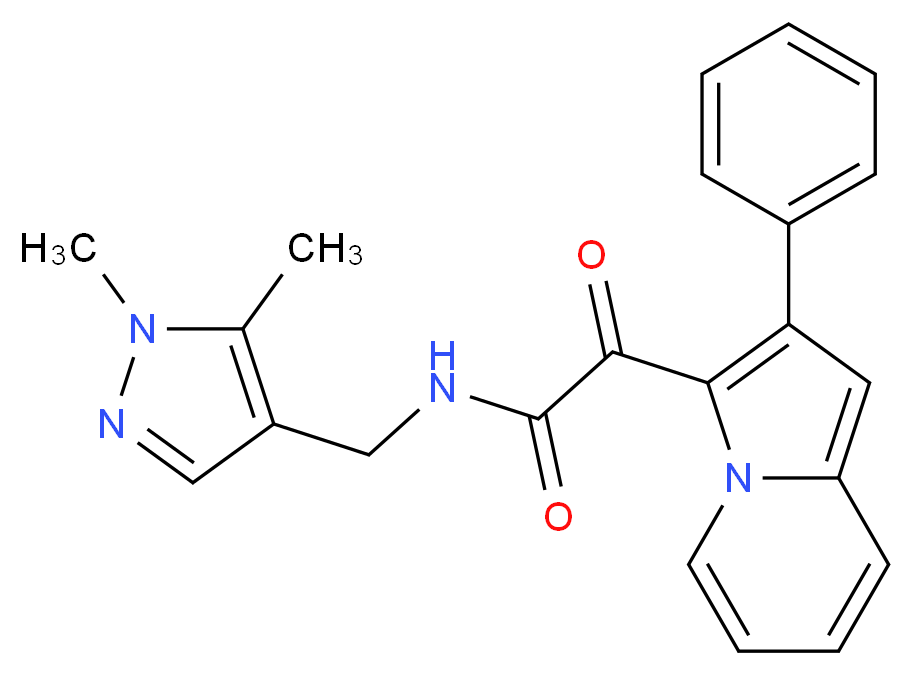 N-[(1,5-dimethyl-1H-pyrazol-4-yl)methyl]-2-oxo-2-(2-phenyl-3-indolizinyl)acetamide_Molecular_structure_CAS_)
