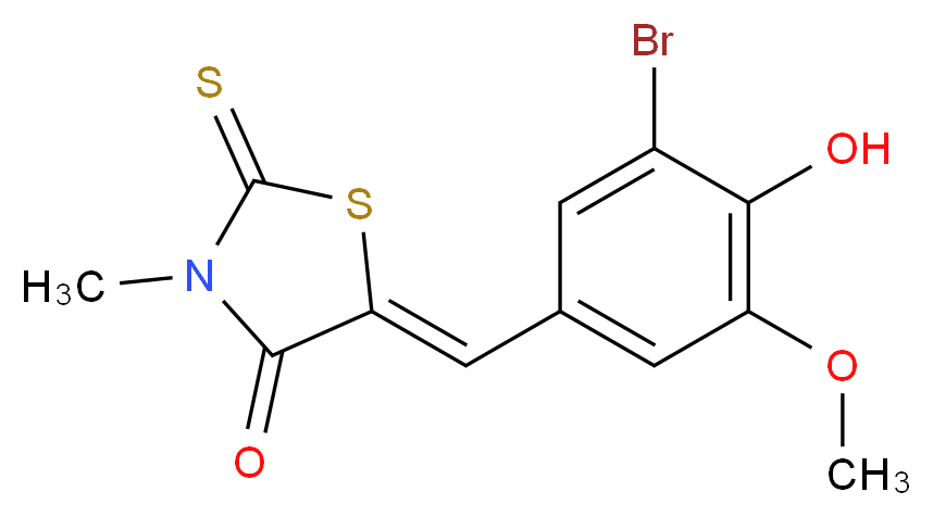 (5Z)-5-(3-bromo-4-hydroxy-5-methoxybenzylidene)-3-methyl-2-thioxo-1,3-thiazolidin-4-one_Molecular_structure_CAS_58215-51-3)