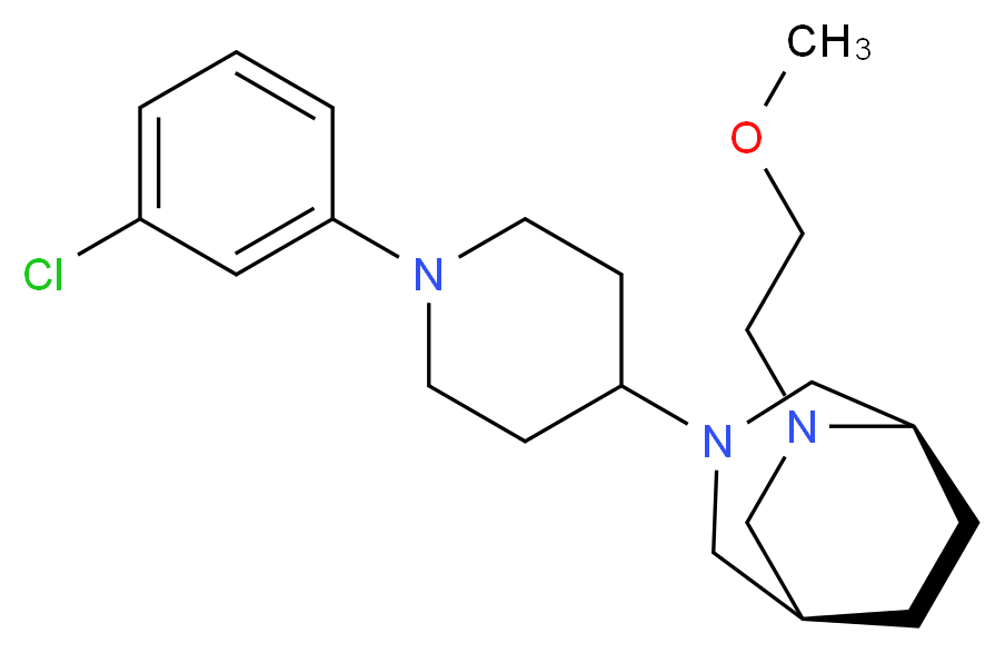 (1S*,5R*)-3-[1-(3-chlorophenyl)piperidin-4-yl]-6-(2-methoxyethyl)-3,6-diazabicyclo[3.2.2]nonane_Molecular_structure_CAS_)
