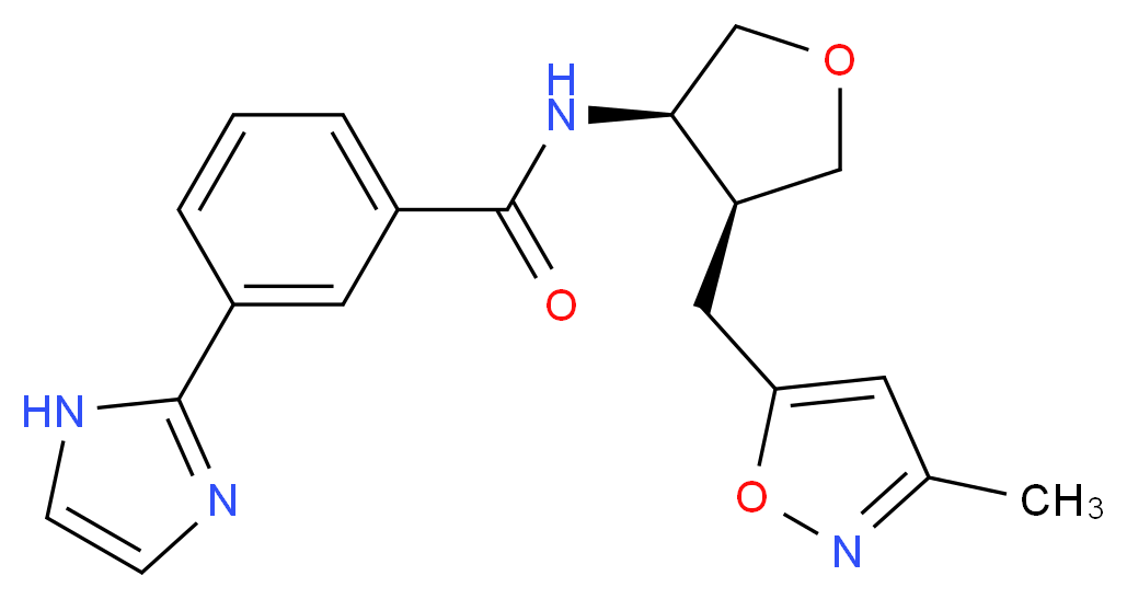 3-(1H-imidazol-2-yl)-N-{(3R*,4S*)-4-[(3-methylisoxazol-5-yl)methyl]tetrahydrofuran-3-yl}benzamide_Molecular_structure_CAS_)