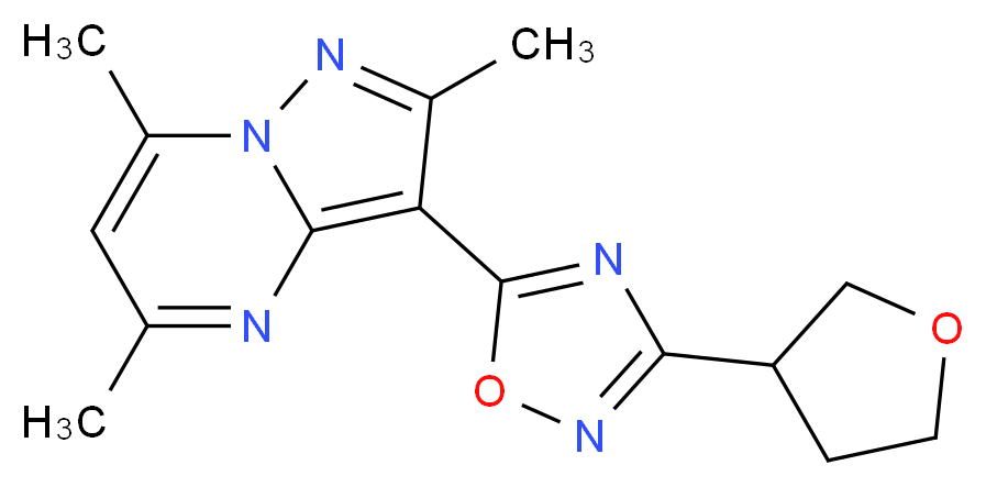2,5,7-trimethyl-3-[3-(tetrahydrofuran-3-yl)-1,2,4-oxadiazol-5-yl]pyrazolo[1,5-a]pyrimidine_Molecular_structure_CAS_)