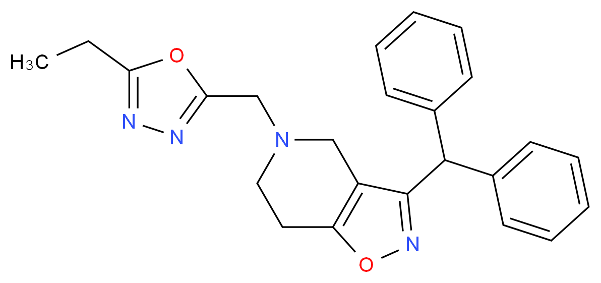 3-(diphenylmethyl)-5-[(5-ethyl-1,3,4-oxadiazol-2-yl)methyl]-4,5,6,7-tetrahydroisoxazolo[4,5-c]pyridine_Molecular_structure_CAS_)