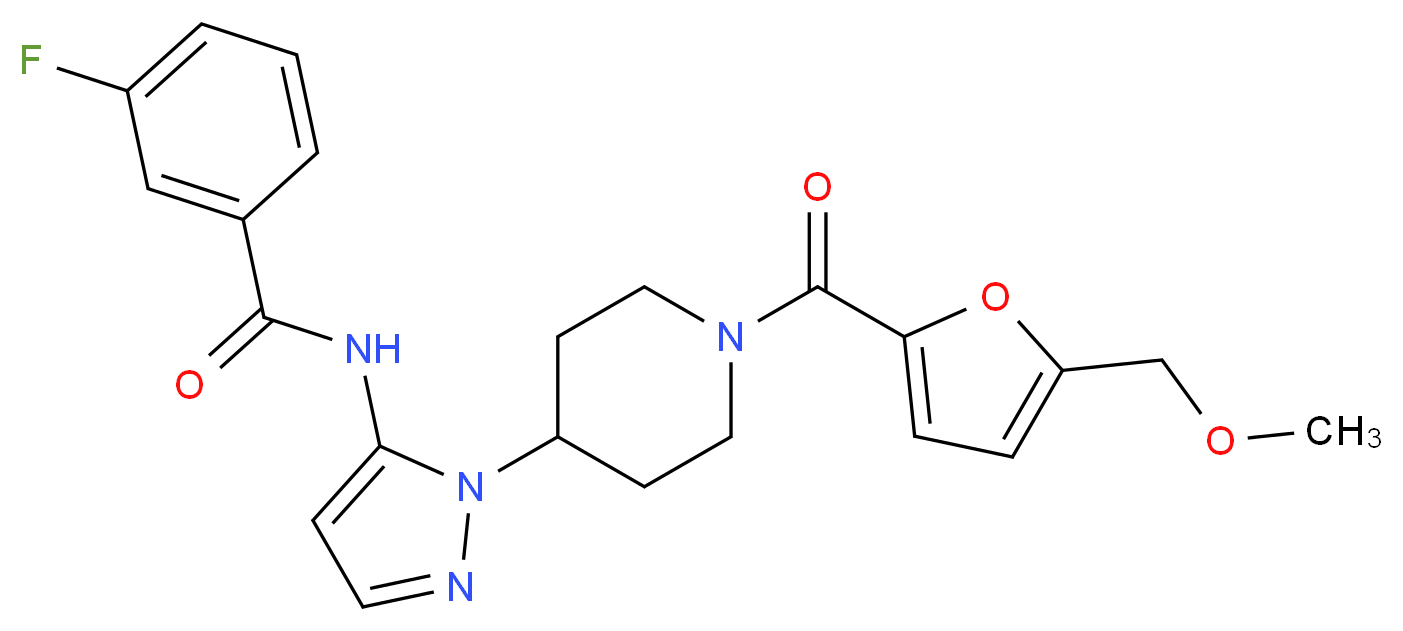 3-fluoro-N-(1-{1-[5-(methoxymethyl)-2-furoyl]-4-piperidinyl}-1H-pyrazol-5-yl)benzamide_Molecular_structure_CAS_)