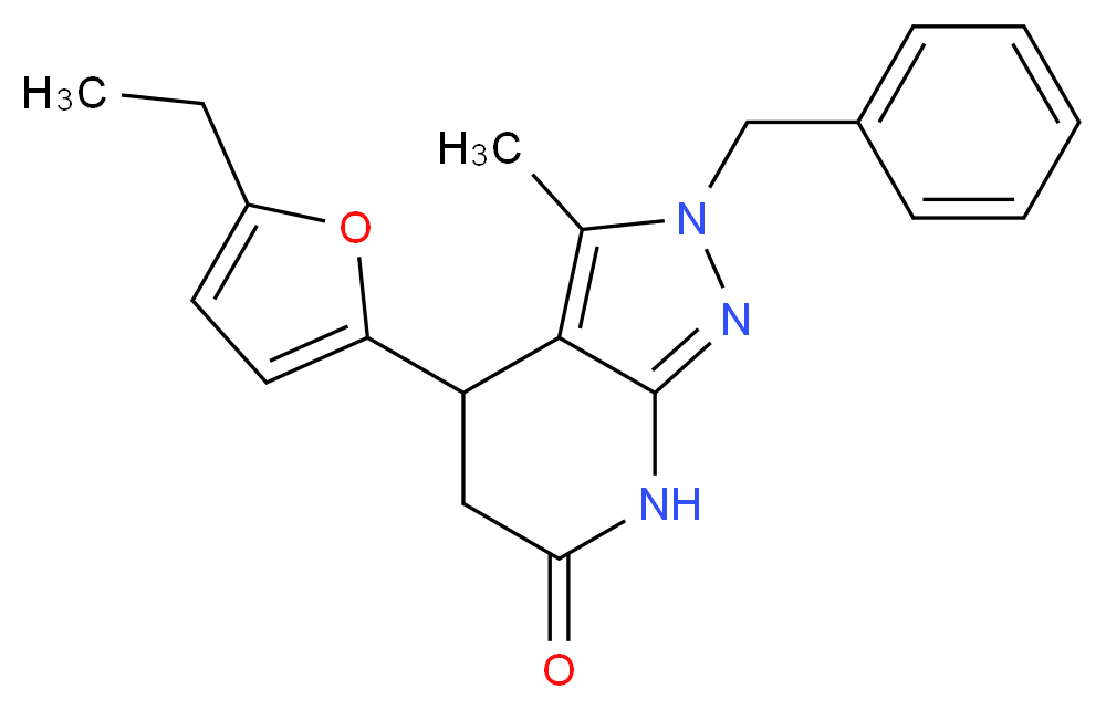 2-benzyl-4-(5-ethyl-2-furyl)-3-methyl-2,4,5,7-tetrahydro-6H-pyrazolo[3,4-b]pyridin-6-one_Molecular_structure_CAS_)