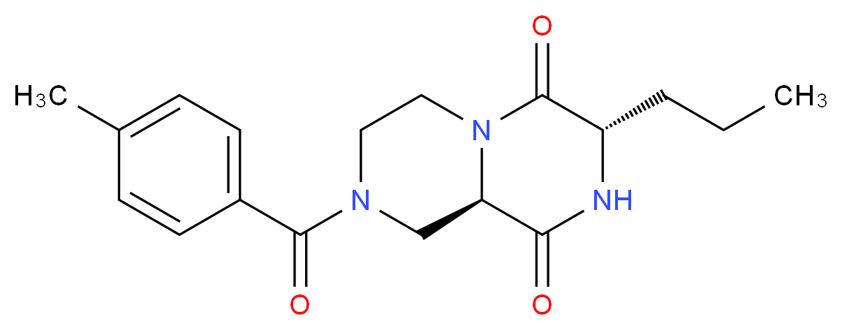 (3S,9aR)-8-(4-methylbenzoyl)-3-propyltetrahydro-2H-pyrazino[1,2-a]pyrazine-1,4(3H,6H)-dione_Molecular_structure_CAS_)