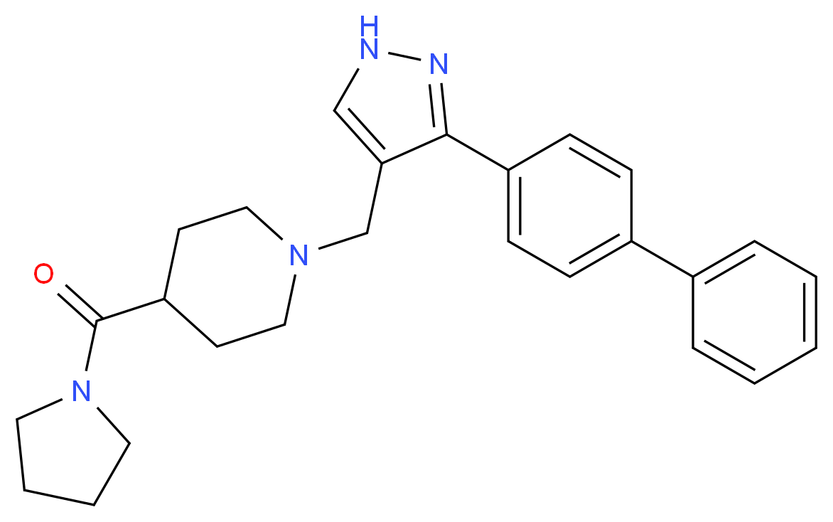 1-{[3-(4-biphenylyl)-1H-pyrazol-4-yl]methyl}-4-(1-pyrrolidinylcarbonyl)piperidine_Molecular_structure_CAS_)