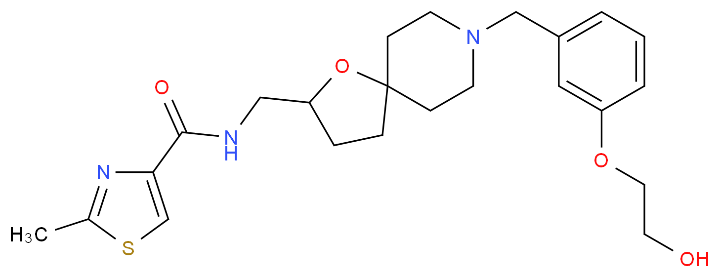 N-({8-[3-(2-hydroxyethoxy)benzyl]-1-oxa-8-azaspiro[4.5]dec-2-yl}methyl)-2-methyl-1,3-thiazole-4-carboxamide_Molecular_structure_CAS_)