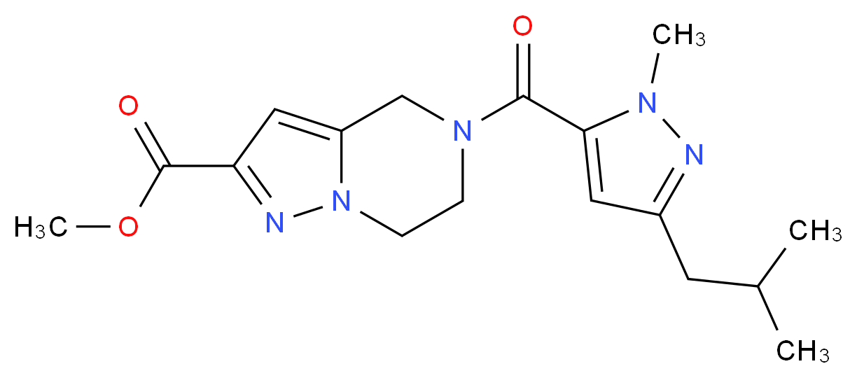 methyl 5-[(3-isobutyl-1-methyl-1H-pyrazol-5-yl)carbonyl]-4,5,6,7-tetrahydropyrazolo[1,5-a]pyrazine-2-carboxylate_Molecular_structure_CAS_)