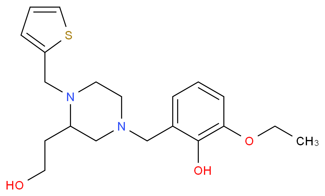 2-ethoxy-6-{[3-(2-hydroxyethyl)-4-(2-thienylmethyl)-1-piperazinyl]methyl}phenol_Molecular_structure_CAS_)