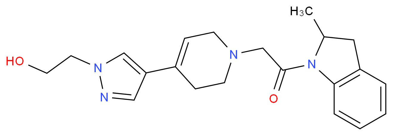 2-(4-{1-[2-(2-methyl-2,3-dihydro-1H-indol-1-yl)-2-oxoethyl]-1,2,3,6-tetrahydropyridin-4-yl}-1H-pyrazol-1-yl)ethanol_Molecular_structure_CAS_)