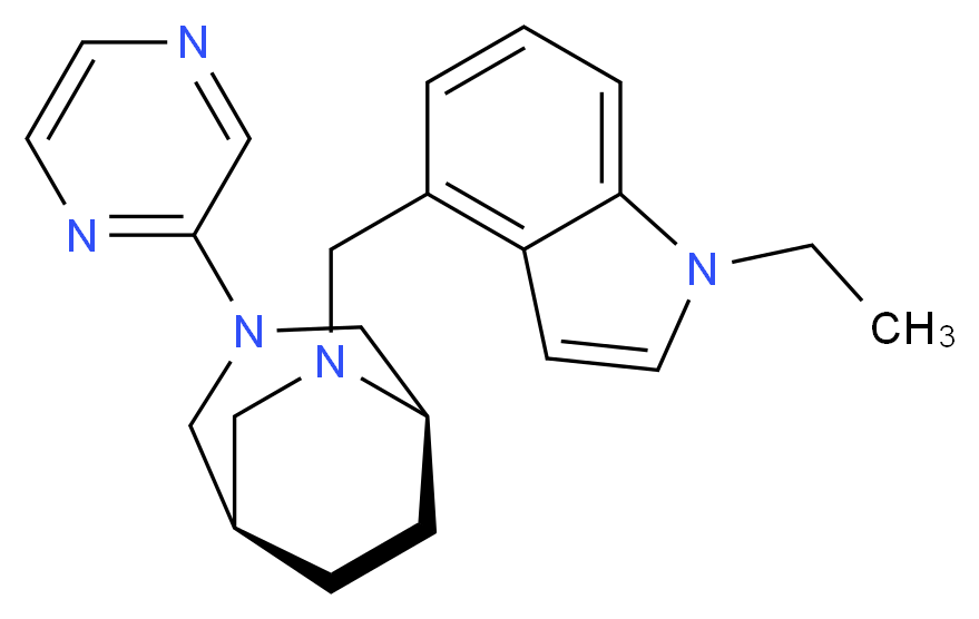 (1R*,5R*)-6-[(1-ethyl-1H-indol-4-yl)methyl]-3-(2-pyrazinyl)-3,6-diazabicyclo[3.2.2]nonane_Molecular_structure_CAS_)