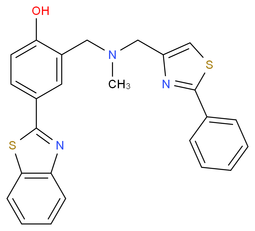 4-(1,3-benzothiazol-2-yl)-2-({methyl[(2-phenyl-1,3-thiazol-4-yl)methyl]amino}methyl)phenol_Molecular_structure_CAS_)