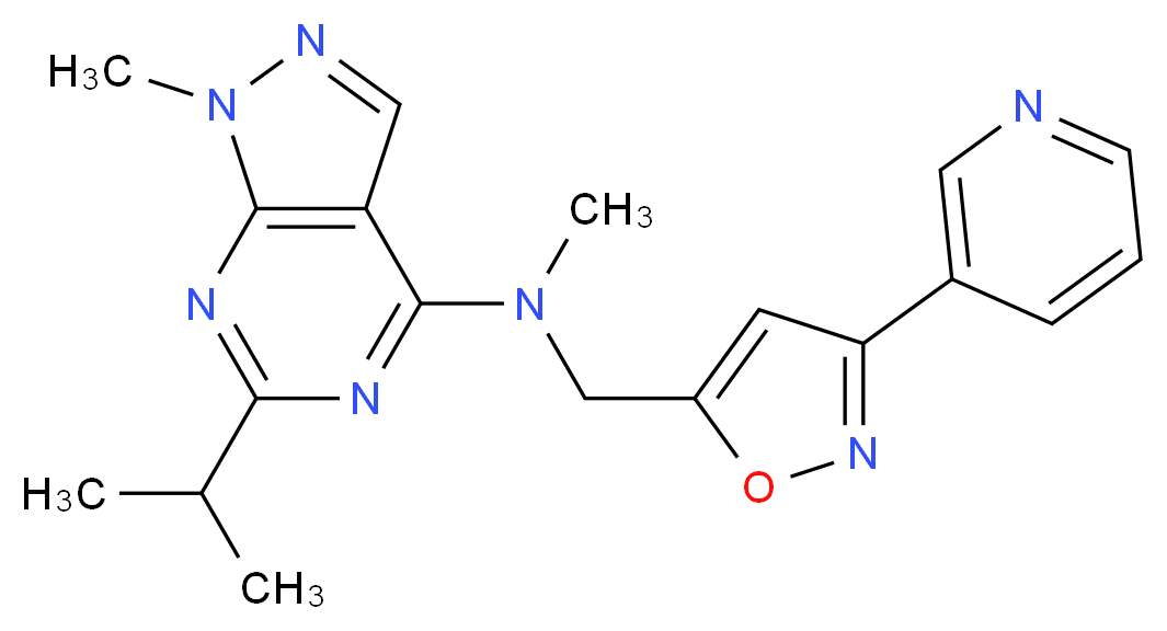 6-isopropyl-N,1-dimethyl-N-{[3-(3-pyridinyl)-5-isoxazolyl]methyl}-1H-pyrazolo[3,4-d]pyrimidin-4-amine_Molecular_structure_CAS_)
