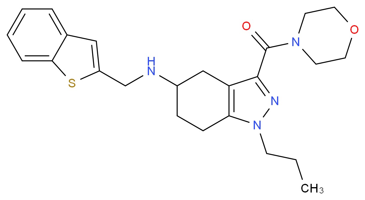 N-(1-benzothien-2-ylmethyl)-3-(4-morpholinylcarbonyl)-1-propyl-4,5,6,7-tetrahydro-1H-indazol-5-amine_Molecular_structure_CAS_)