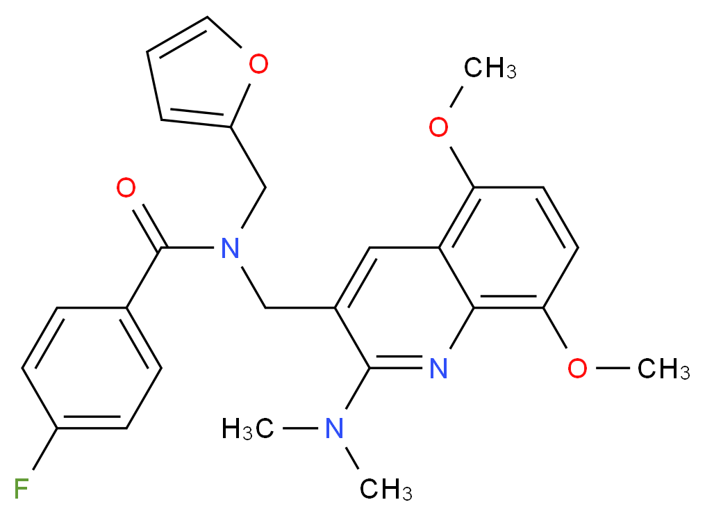 N-{[2-(dimethylamino)-5,8-dimethoxy-3-quinolinyl]methyl}-4-fluoro-N-(2-furylmethyl)benzamide_Molecular_structure_CAS_)