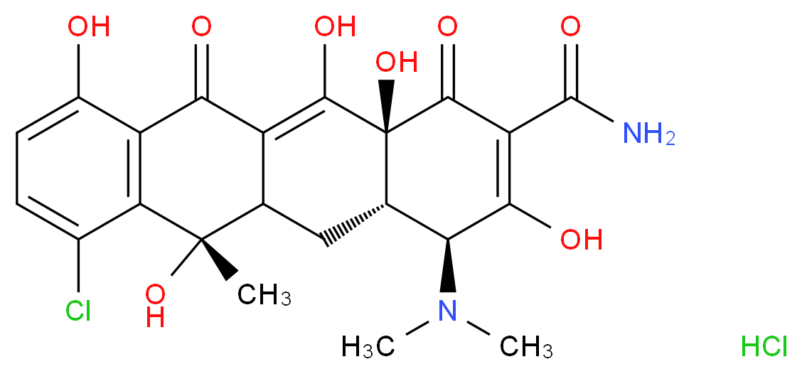 (4S,4aS,6S,12aS)-7-chloro-4-(dimethylamino)-3,6,10,12,12a-pentahydroxy-6-methyl-1,11-dioxo-1,4,4a,5,5a,6,11,12a-octahydrotetracene-2-carboxamide hydrochloride_Molecular_structure_CAS_)