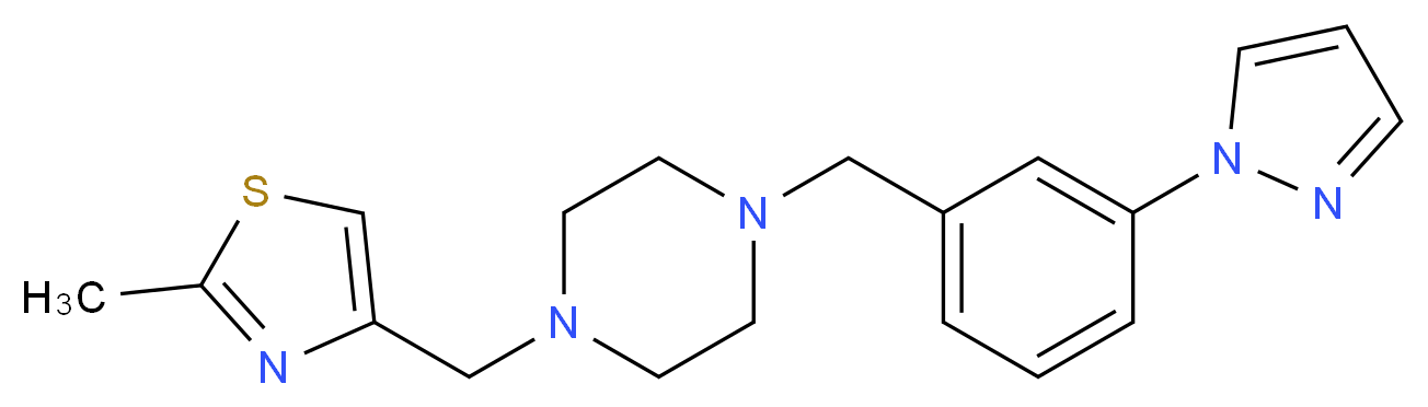 1-[(2-methyl-1,3-thiazol-4-yl)methyl]-4-[3-(1H-pyrazol-1-yl)benzyl]piperazine_Molecular_structure_CAS_)