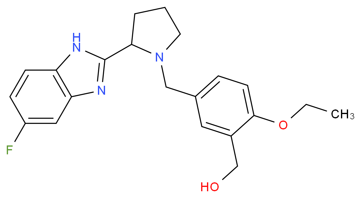 (2-ethoxy-5-{[2-(5-fluoro-1H-benzimidazol-2-yl)-1-pyrrolidinyl]methyl}phenyl)methanol_Molecular_structure_CAS_)