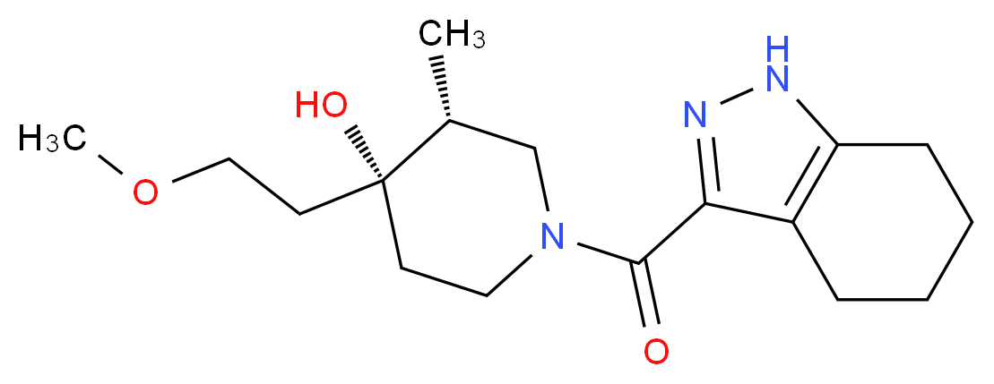 (3R*,4R*)-4-(2-methoxyethyl)-3-methyl-1-(4,5,6,7-tetrahydro-1H-indazol-3-ylcarbonyl)piperidin-4-ol_Molecular_structure_CAS_)