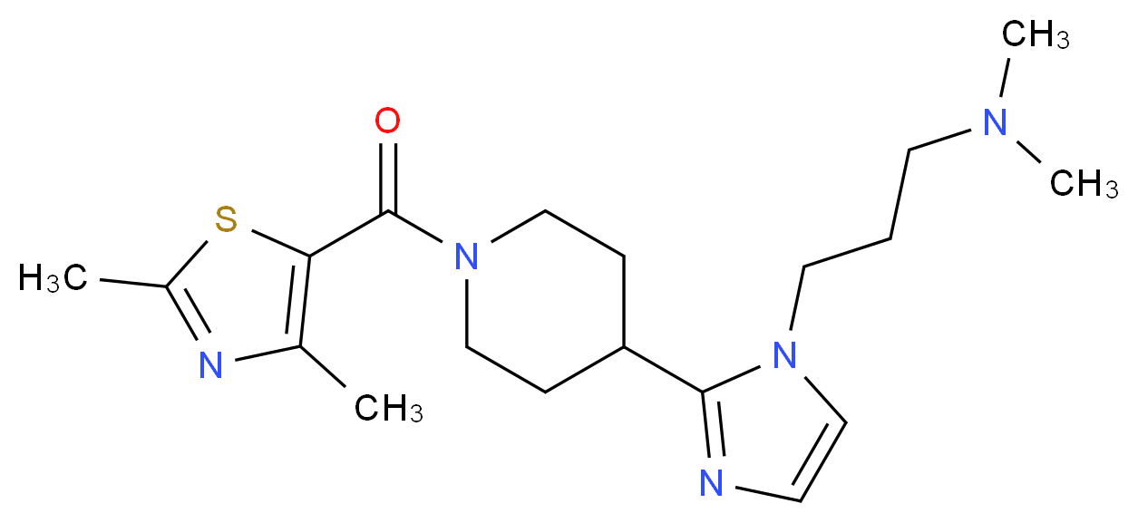 3-(2-{1-[(2,4-dimethyl-1,3-thiazol-5-yl)carbonyl]piperidin-4-yl}-1H-imidazol-1-yl)-N,N-dimethylpropan-1-amine_Molecular_structure_CAS_)