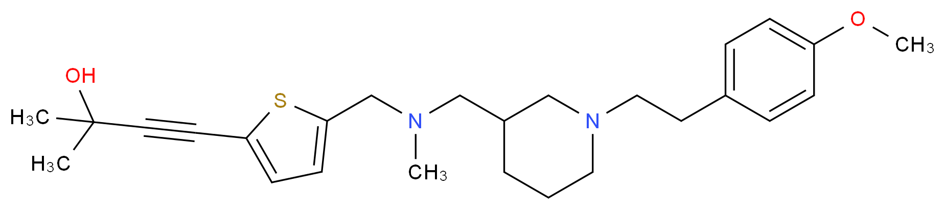 4-(5-{[({1-[2-(4-methoxyphenyl)ethyl]-3-piperidinyl}methyl)(methyl)amino]methyl}-2-thienyl)-2-methyl-3-butyn-2-ol_Molecular_structure_CAS_)