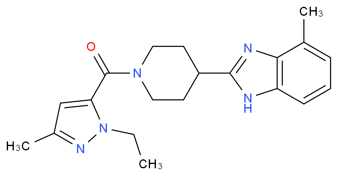 2-{1-[(1-ethyl-3-methyl-1H-pyrazol-5-yl)carbonyl]-4-piperidinyl}-4-methyl-1H-benzimidazole_Molecular_structure_CAS_)