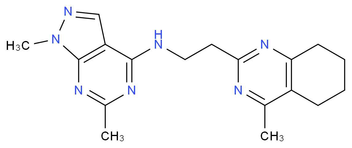 1,6-dimethyl-N-[2-(4-methyl-5,6,7,8-tetrahydro-2-quinazolinyl)ethyl]-1H-pyrazolo[3,4-d]pyrimidin-4-amine_Molecular_structure_CAS_)
