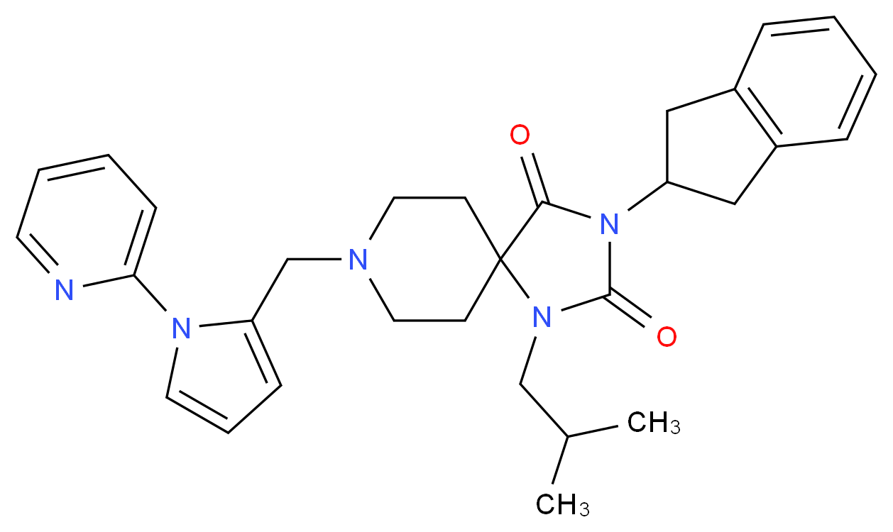 3-(2,3-dihydro-1H-inden-2-yl)-1-isobutyl-8-{[1-(2-pyridinyl)-1H-pyrrol-2-yl]methyl}-1,3,8-triazaspiro[4.5]decane-2,4-dione_Molecular_structure_CAS_)