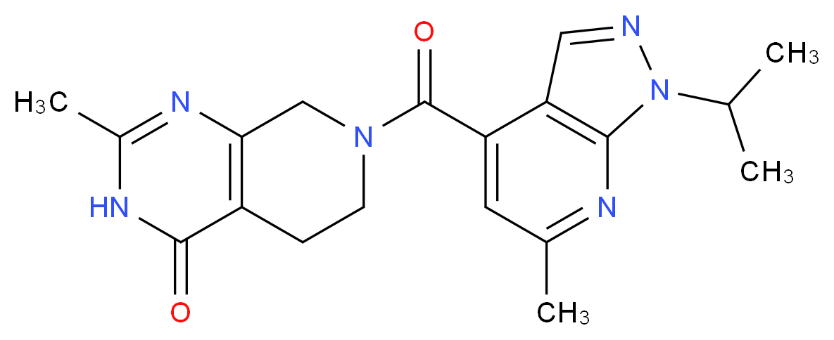 7-[(1-isopropyl-6-methyl-1H-pyrazolo[3,4-b]pyridin-4-yl)carbonyl]-2-methyl-5,6,7,8-tetrahydropyrido[3,4-d]pyrimidin-4(3H)-one_Molecular_structure_CAS_)