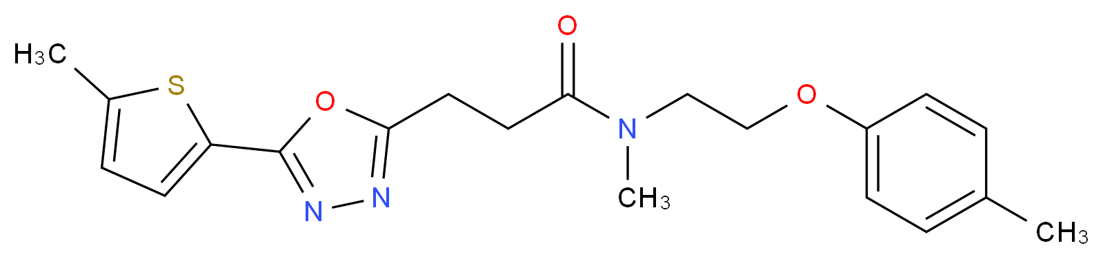 N-methyl-N-[2-(4-methylphenoxy)ethyl]-3-[5-(5-methyl-2-thienyl)-1,3,4-oxadiazol-2-yl]propanamide_Molecular_structure_CAS_)
