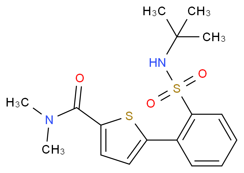 5-{2-[(tert-butylamino)sulfonyl]phenyl}-N,N-dimethylthiophene-2-carboxamide_Molecular_structure_CAS_)