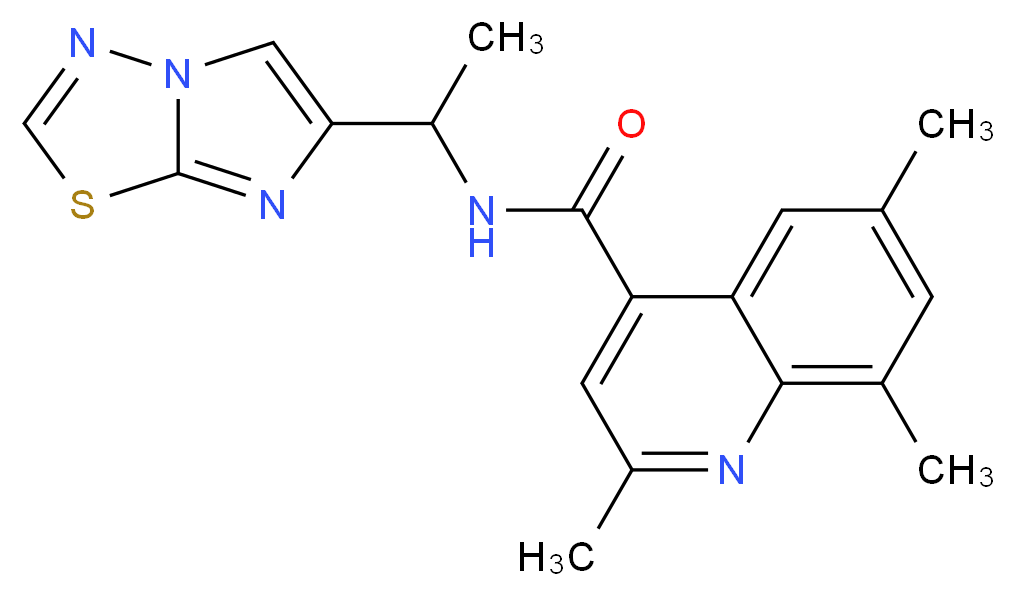 N-(1-imidazo[2,1-b][1,3,4]thiadiazol-6-ylethyl)-2,6,8-trimethyl-4-quinolinecarboxamide_Molecular_structure_CAS_)