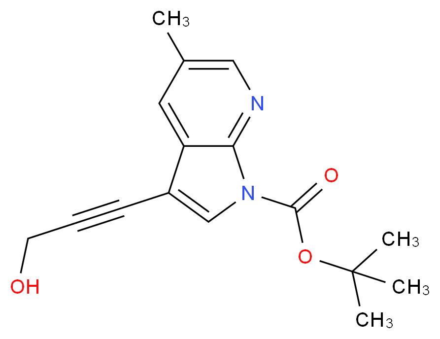 tert-Butyl 3-(3-hydroxyprop-1-ynyl)-5-methyl-1H-pyrrolo[2,3-b]pyridine-1-carboxylate, tech. grade_Molecular_structure_CAS_1198106-25-0)