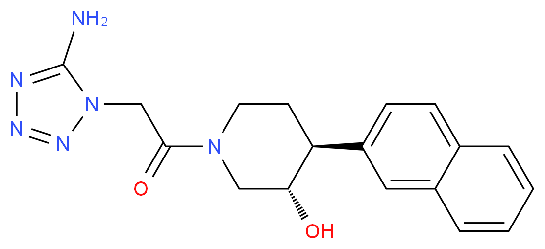 (3S*,4S*)-1-[(5-amino-1H-tetrazol-1-yl)acetyl]-4-(2-naphthyl)piperidin-3-ol_Molecular_structure_CAS_)