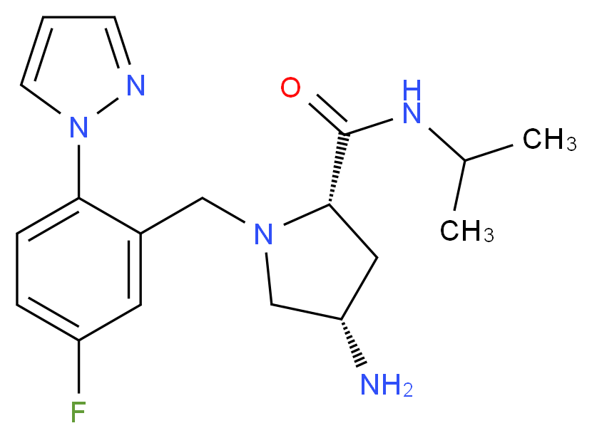 (2S,4S)-4-amino-1-[5-fluoro-2-(1H-pyrazol-1-yl)benzyl]-N-isopropylpyrrolidine-2-carboxamide_Molecular_structure_CAS_)