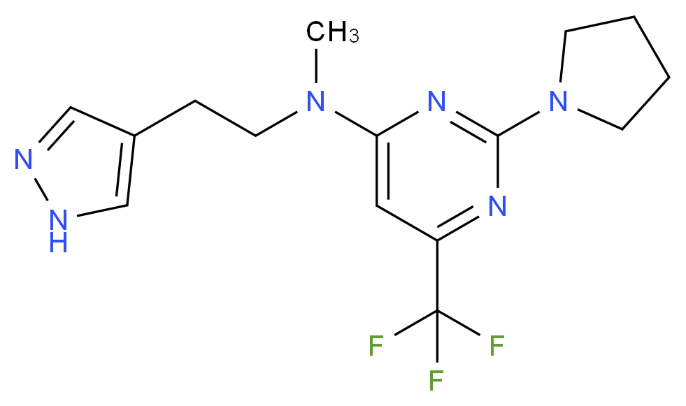 N-methyl-N-[2-(1H-pyrazol-4-yl)ethyl]-2-pyrrolidin-1-yl-6-(trifluoromethyl)pyrimidin-4-amine_Molecular_structure_CAS_)