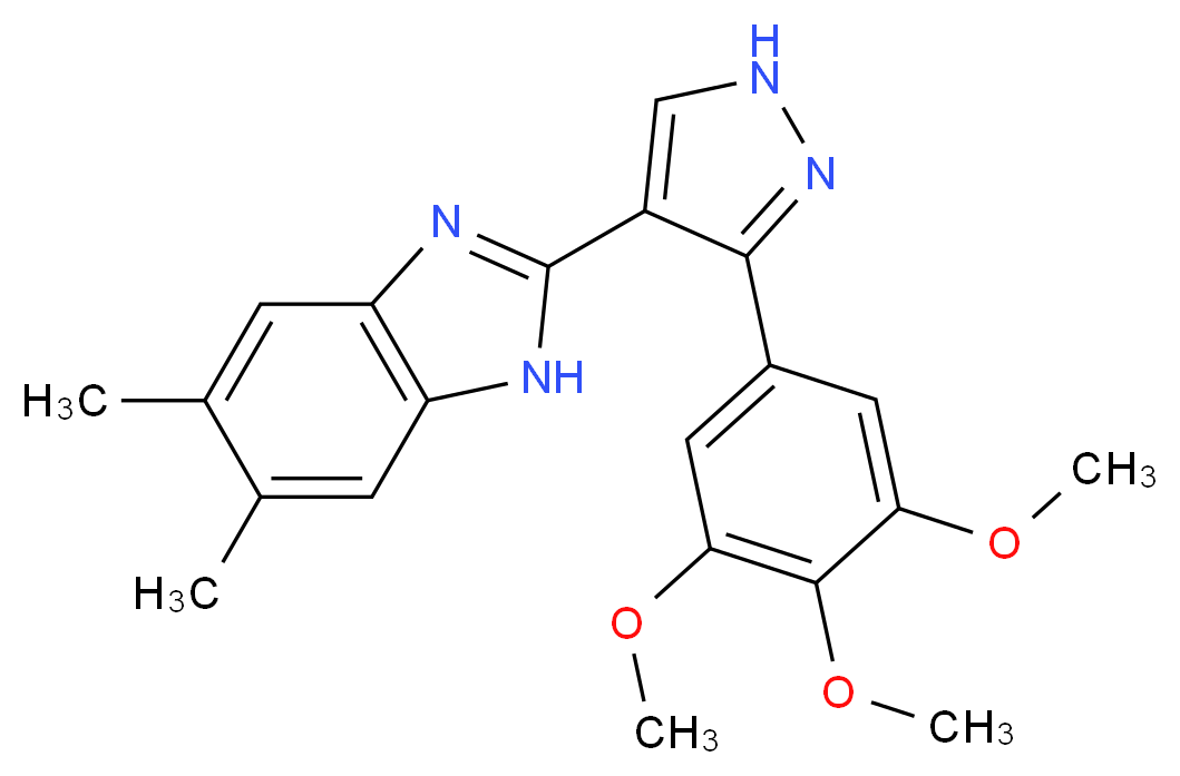5,6-dimethyl-2-[3-(3,4,5-trimethoxyphenyl)-1H-pyrazol-4-yl]-1H-benzimidazole_Molecular_structure_CAS_)