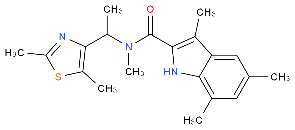 N-[1-(2,5-dimethyl-1,3-thiazol-4-yl)ethyl]-N,3,5,7-tetramethyl-1H-indole-2-carboxamide_Molecular_structure_CAS_)