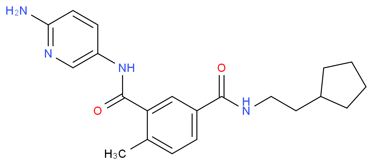 N'-(6-aminopyridin-3-yl)-N-(2-cyclopentylethyl)-4-methyl-benzene-1,3-dicarboxamide_Molecular_structure_CAS_)