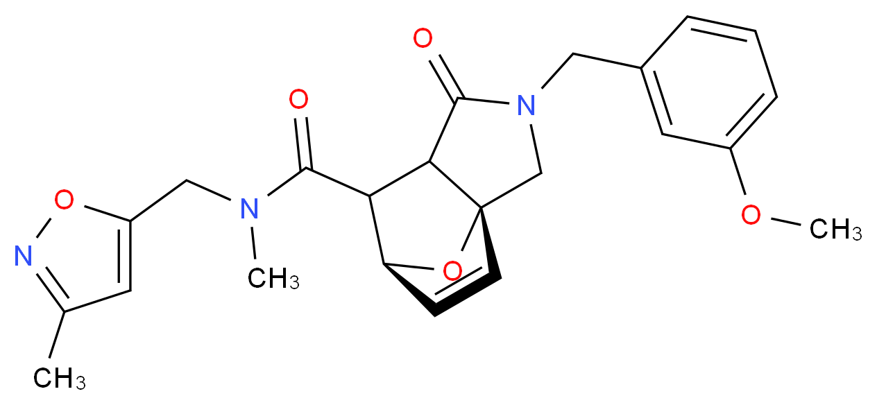 (3aR*,6S*)-2-(3-methoxybenzyl)-N-methyl-N-[(3-methylisoxazol-5-yl)methyl]-1-oxo-1,2,3,6,7,7a-hexahydro-3a,6-epoxyisoindole-7-carboxamide_Molecular_structure_CAS_)