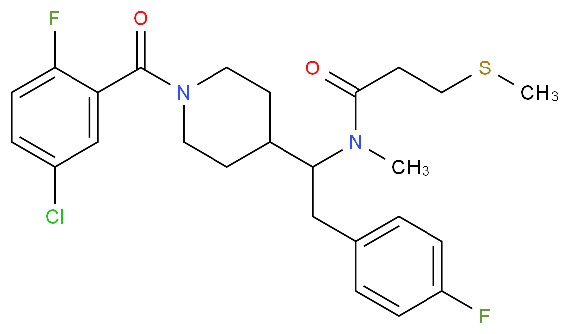 N-[1-[1-(5-chloro-2-fluorobenzoyl)-4-piperidinyl]-2-(4-fluorophenyl)ethyl]-N-methyl-3-(methylthio)propanamide_Molecular_structure_CAS_)
