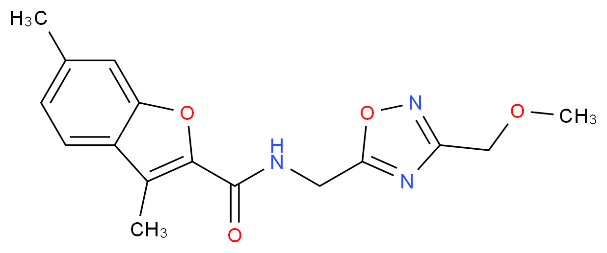 N-{[3-(methoxymethyl)-1,2,4-oxadiazol-5-yl]methyl}-3,6-dimethyl-1-benzofuran-2-carboxamide_Molecular_structure_CAS_)