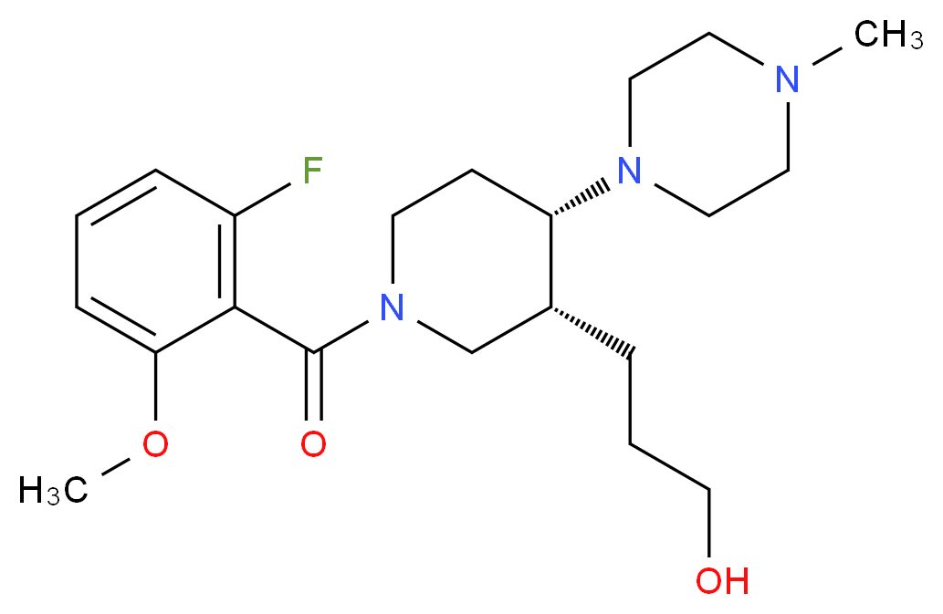 3-[(3R*,4S*)-1-(2-fluoro-6-methoxybenzoyl)-4-(4-methylpiperazin-1-yl)piperidin-3-yl]propan-1-ol_Molecular_structure_CAS_)
