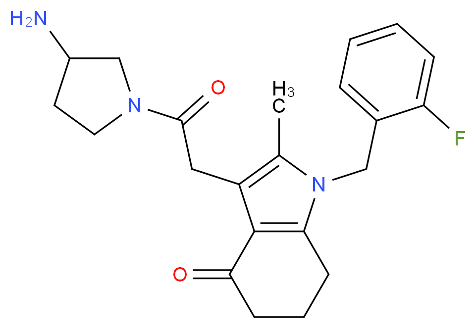 3-[2-(3-aminopyrrolidin-1-yl)-2-oxoethyl]-1-(2-fluorobenzyl)-2-methyl-1,5,6,7-tetrahydro-4H-indol-4-one_Molecular_structure_CAS_)