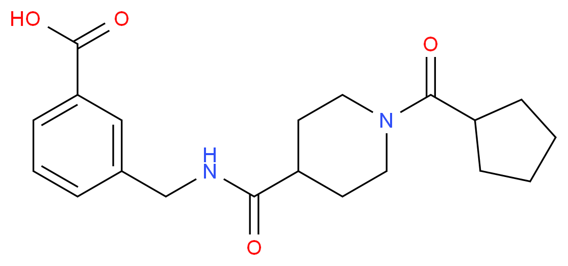 3-[({[1-(cyclopentylcarbonyl)-4-piperidinyl]carbonyl}amino)methyl]benzoic acid_Molecular_structure_CAS_)