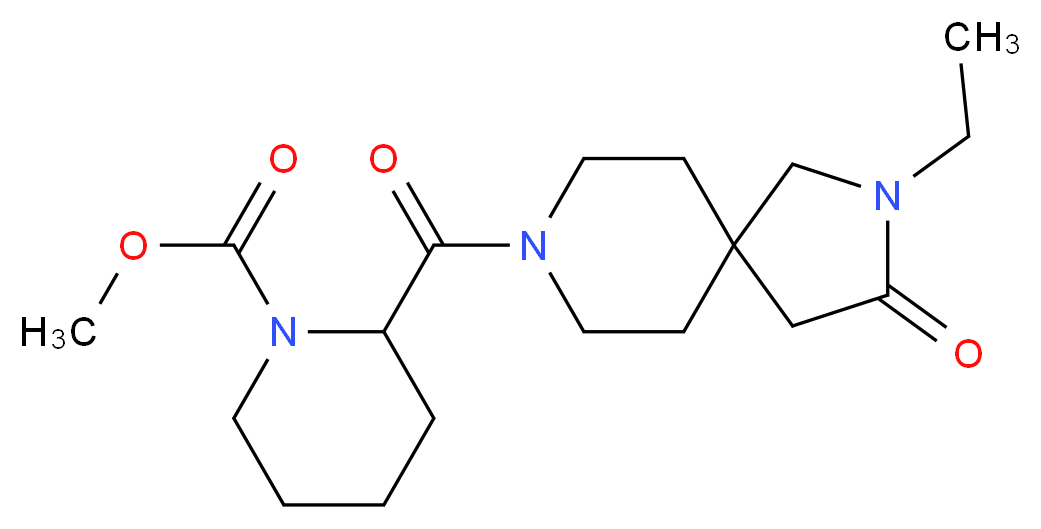 methyl 2-[(2-ethyl-3-oxo-2,8-diazaspiro[4.5]dec-8-yl)carbonyl]piperidine-1-carboxylate_Molecular_structure_CAS_)