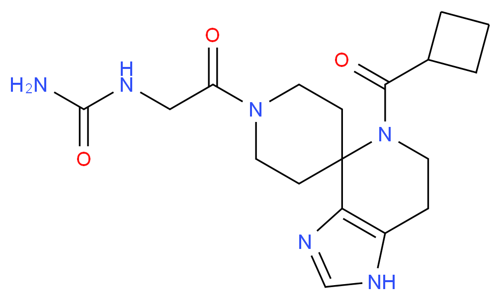 N-{2-[5-(cyclobutylcarbonyl)-1,5,6,7-tetrahydro-1'H-spiro[imidazo[4,5-c]pyridine-4,4'-piperidin]-1'-yl]-2-oxoethyl}urea _Molecular_structure_CAS_)