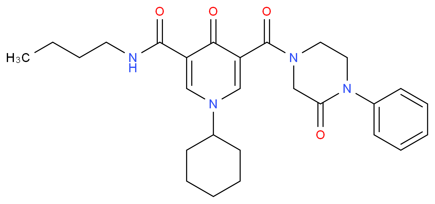 N-butyl-1-cyclohexyl-4-oxo-5-[(3-oxo-4-phenyl-1-piperazinyl)carbonyl]-1,4-dihydro-3-pyridinecarboxamide_Molecular_structure_CAS_)
